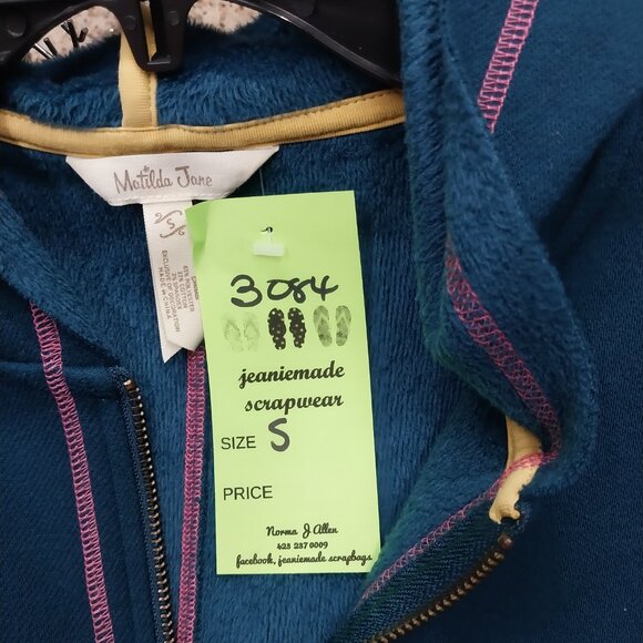 3084 Size Small Matilda Jane Fleece Lined Zip Up Hooded Jacket. In Teal Blue. - Picture 4 of 7